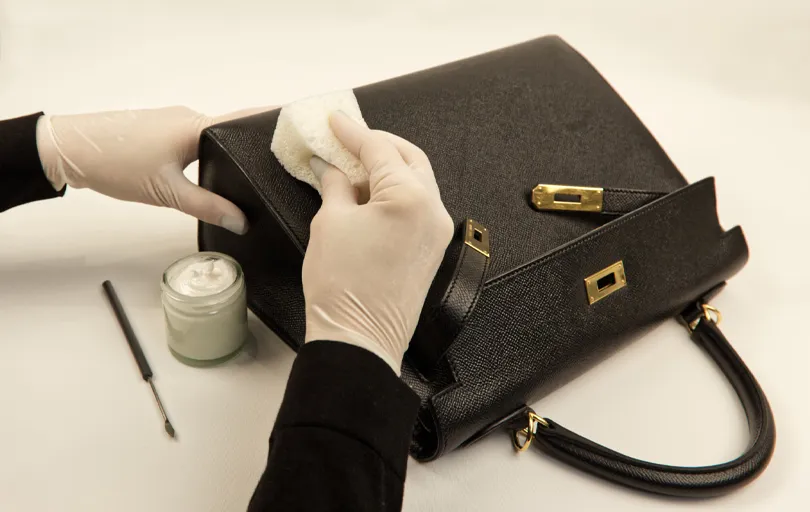 Leather handbag after professional cleaning