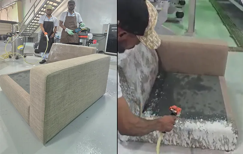 Fabric sofa after professional upholstery cleaning